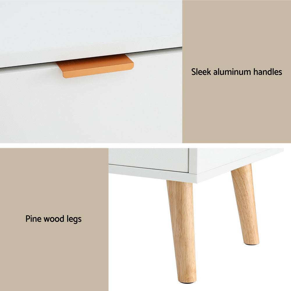 Artiss Bedside Table 2 Drawers - White